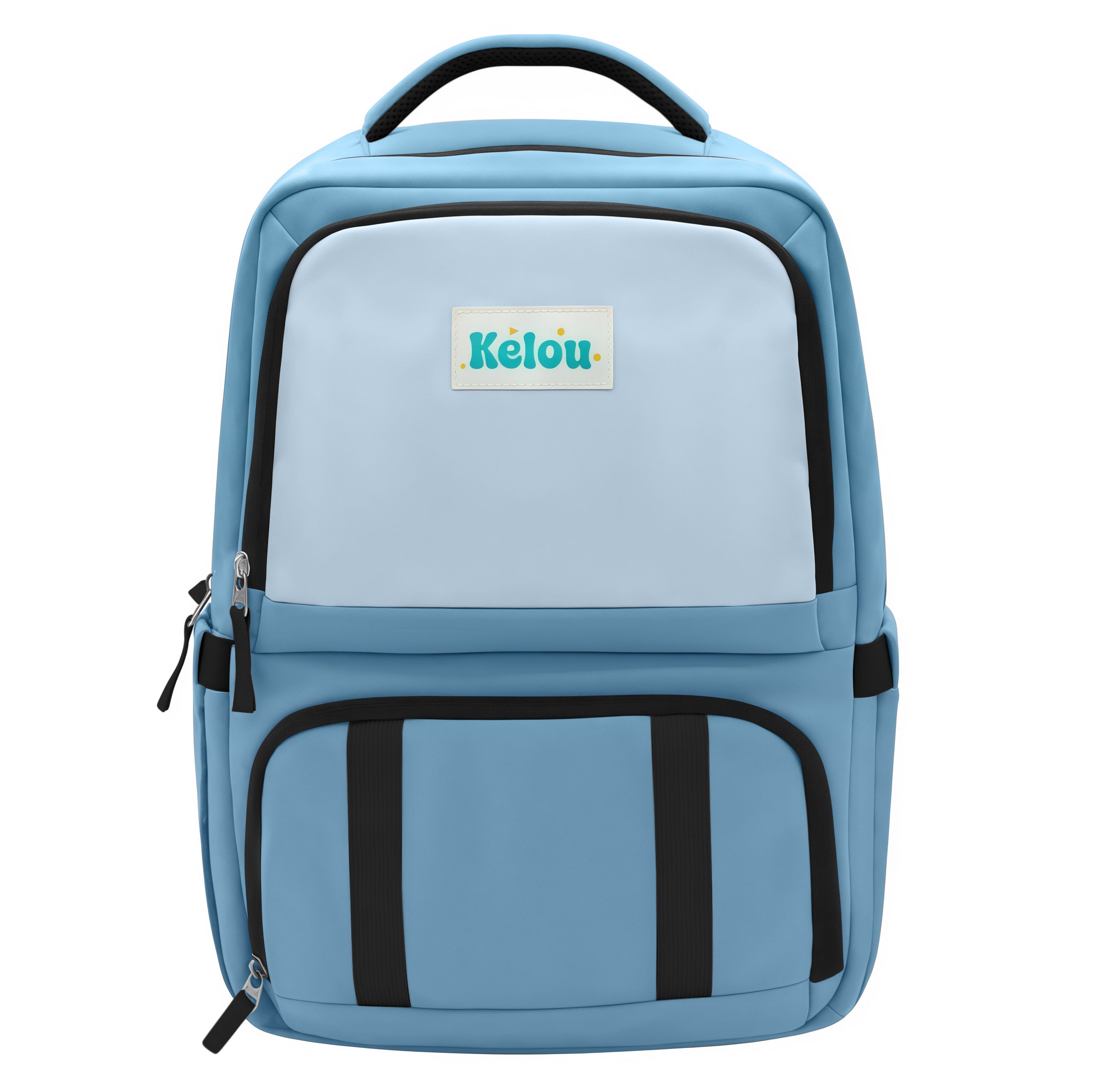 Blue backpack with a Kelou logo on a white background
