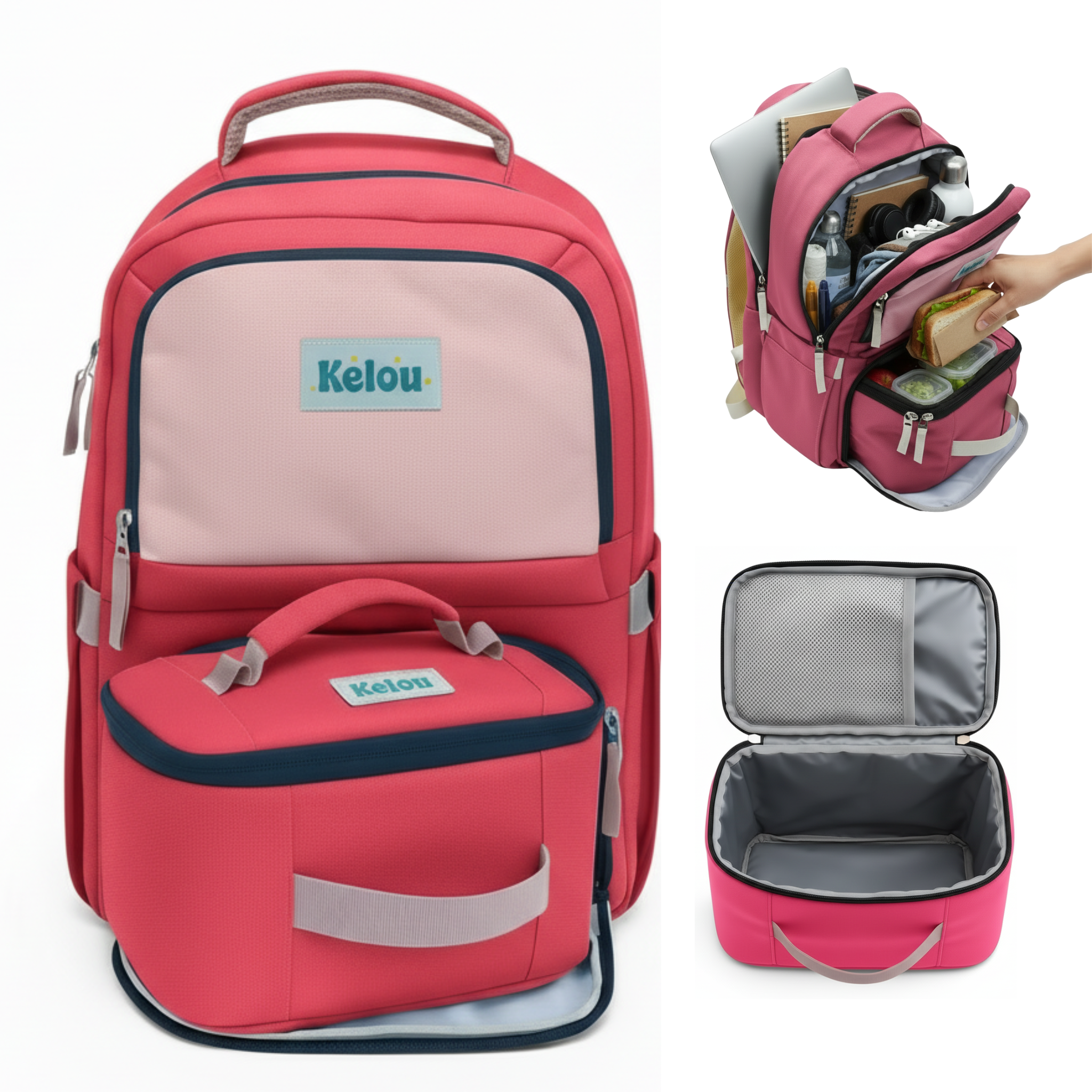 Sac à dos 2 en 1-Allset GRAND-Rose-7+