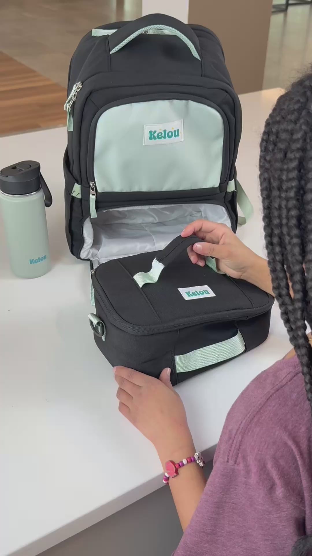 2in1 Backpack - Allset MINI 5+ Black/Sage